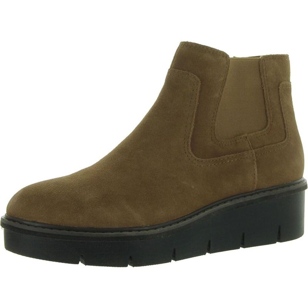 Clarks Womens airabell style Brown Leather Wedge Zipper Ankle Boots Shoes New